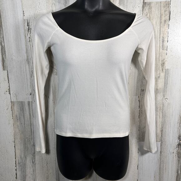 Reformation Tops - Reformation Ribbed Tee L | Ivory Long Sleeve | Tencel Blend | MSRP $68